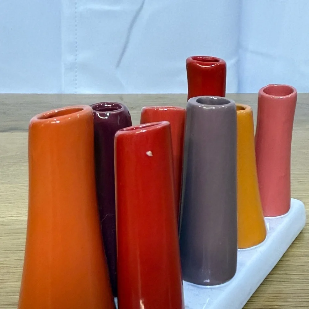 Chive MCM style Bud Vase Cluster Ceramic Flower Holder Orange, Red, Mustard